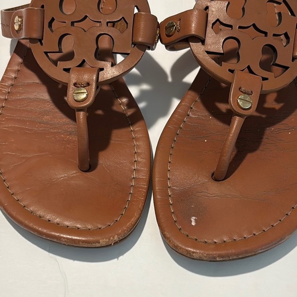 Tory Burch Brown Miller Sandals Iconic Design - Picture 4 of 11